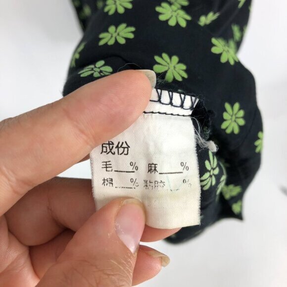 Vintage Limouran Black & Green Floral Boat Neck Sleeveless Shift Dress Pockets L - Picture 7 of 11